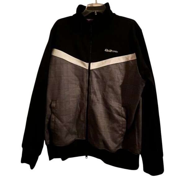 GLEN PLAID TRICOT TRACK JACKET - Picture 2 of 4